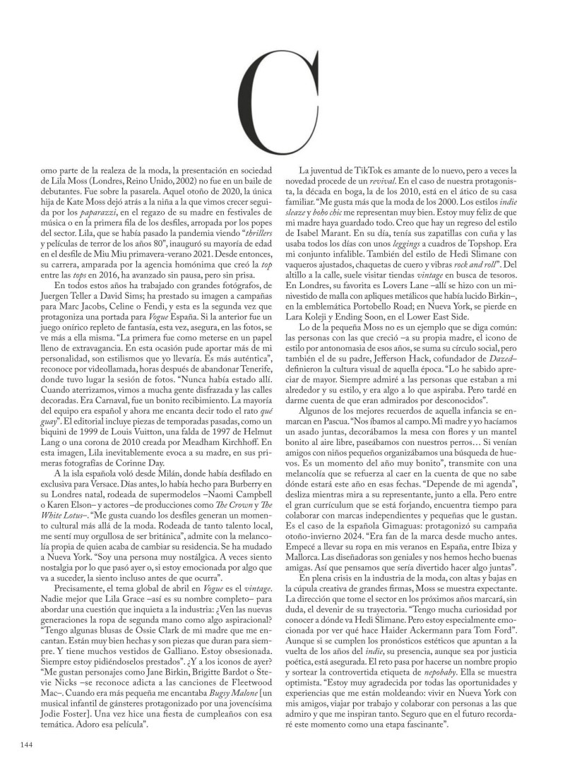 Lila Grace Moss featured in Algo Nuevo, Algo Viejo, April 2025