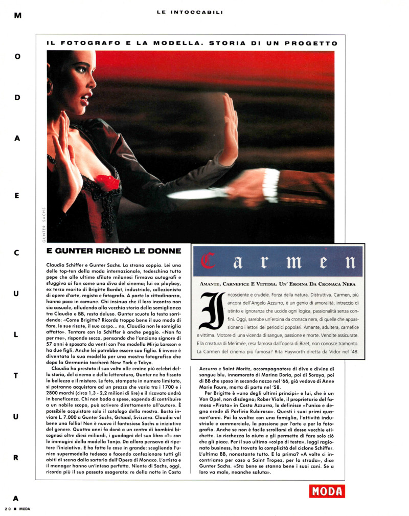 Claudia Schiffer featured in Le Intoccabili, January 1992
