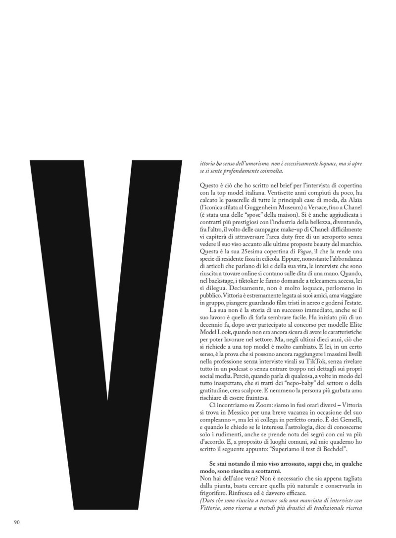 Vittoria Ceretti featured in Vittoria, July 2025