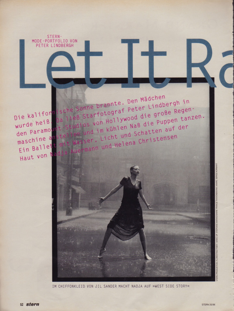 Nadja Auermann featured in Let It Rain, August 1996