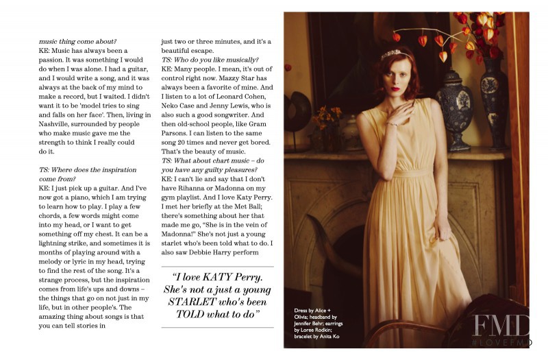 Karen Elson featured in The Songbird, June 2013