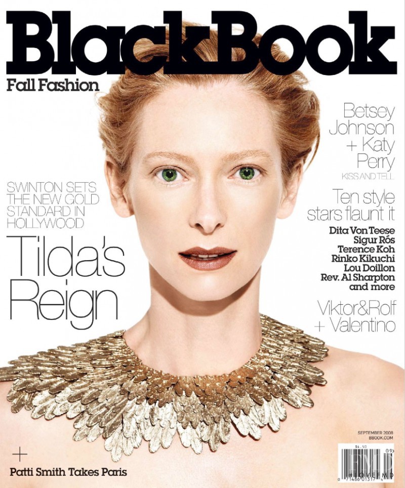 Tilda Swinton featured on the BlackBook Magazine cover from September 2008