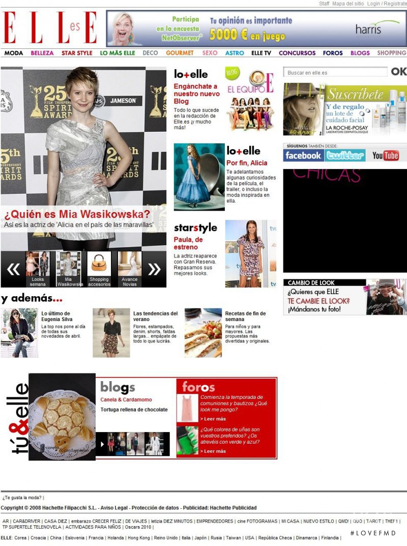  featured on the Elle.es screen from April 2010