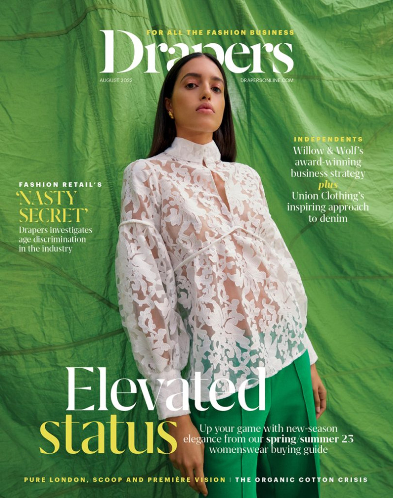 Athina Koini featured on the Drapers cover from August 2022