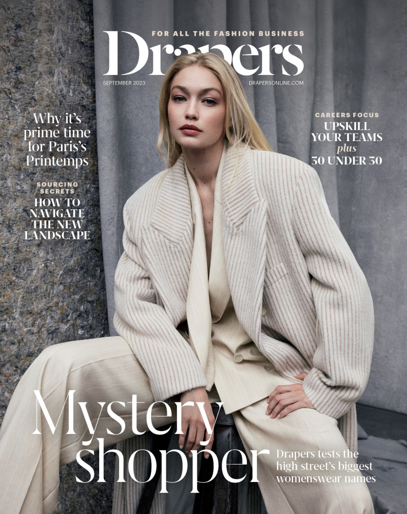 Gigi Hadid featured on the Drapers cover from September 2023