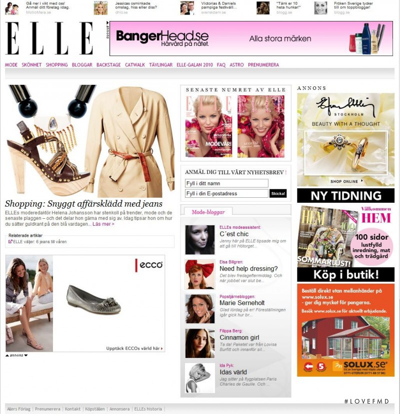  featured on the Elle.se screen from April 2010