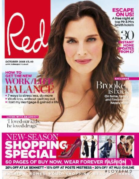 Brooke Shields featured on the Red cover from October 2008