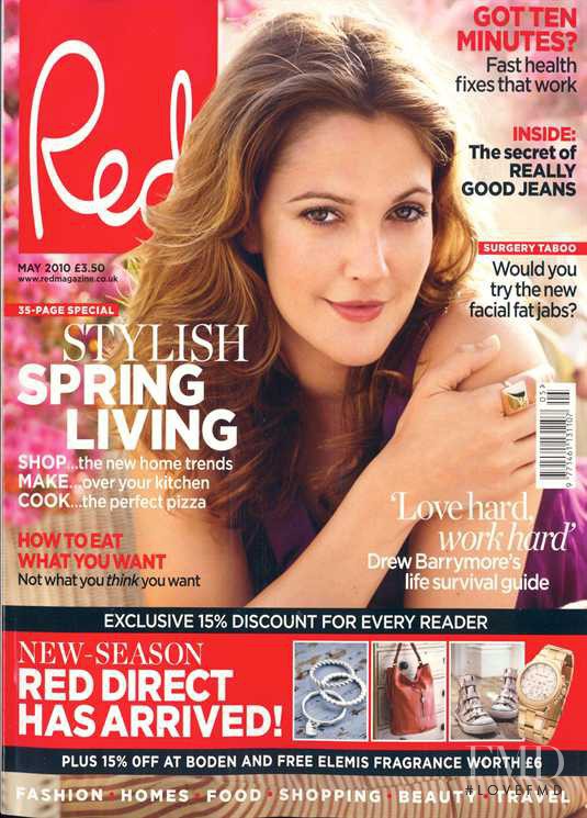 Drew Barrymore featured on the Red cover from May 2010