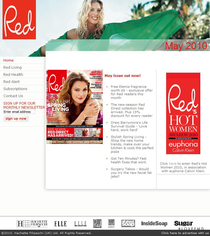  featured on the redMagazine.co.uk screen from April 2010