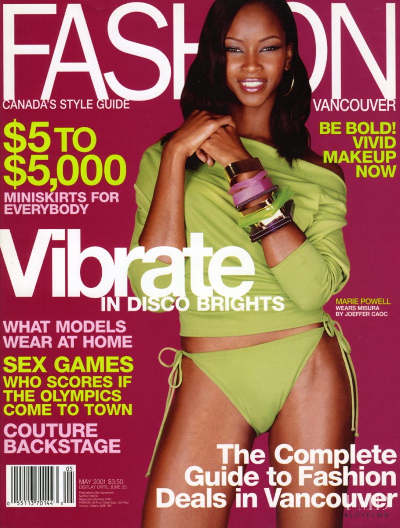 Marie Powell featured on the Fashion cover from May 2001