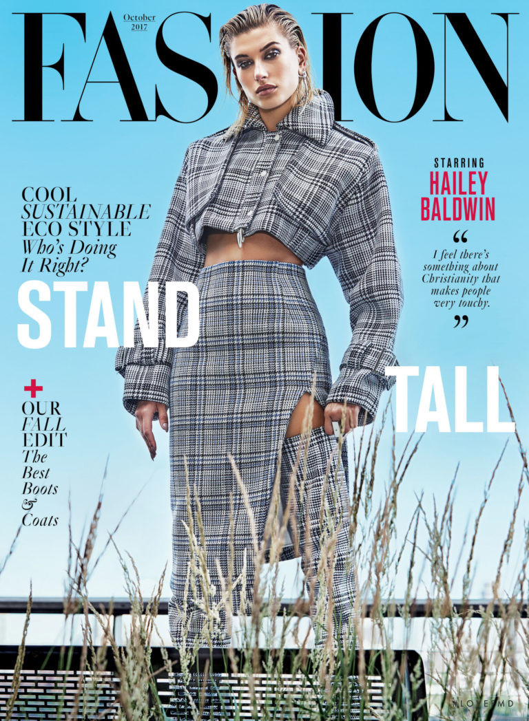Hailey Baldwin Bieber featured on the Fashion cover from October 2017