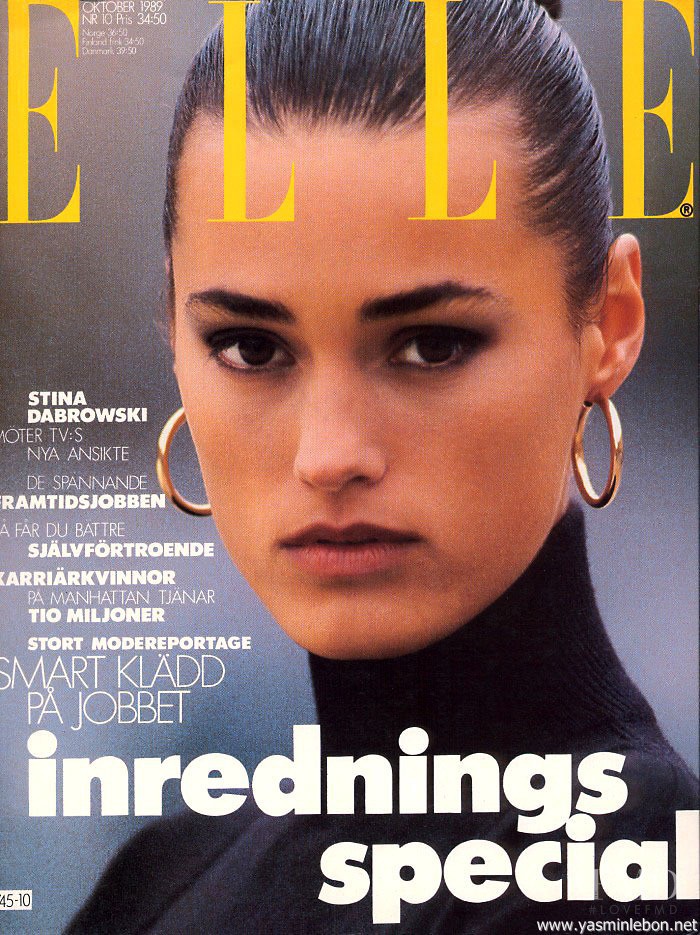 Yasmin Le Bon featured on the Elle Sweden cover from October 1989