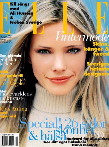 Karen Ferrari featured on the Elle Sweden cover from November 1997