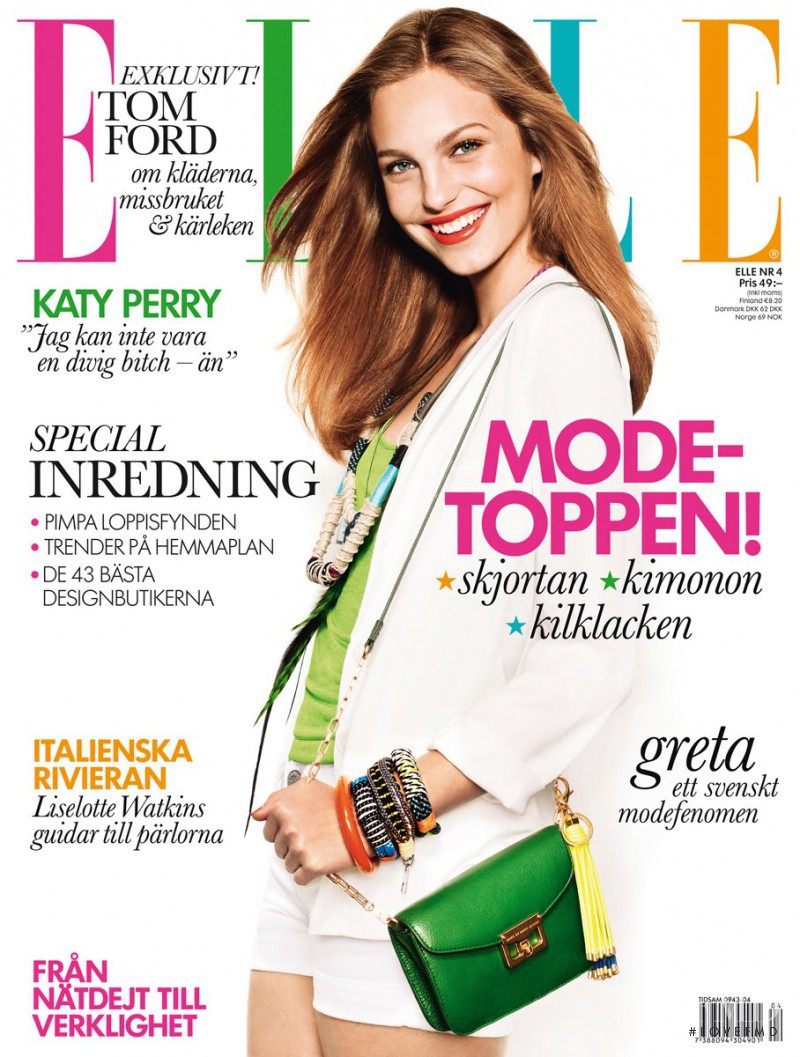 Josefine Ekman Nilsson featured on the Elle Sweden cover from April 2011