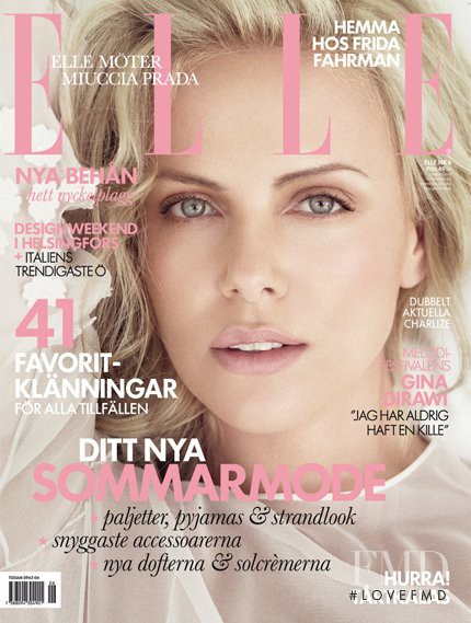 Charlize Theron featured on the Elle Sweden cover from June 2012