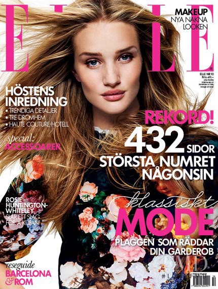 Rosie Huntington-Whiteley featured on the Elle Sweden cover from October 2012