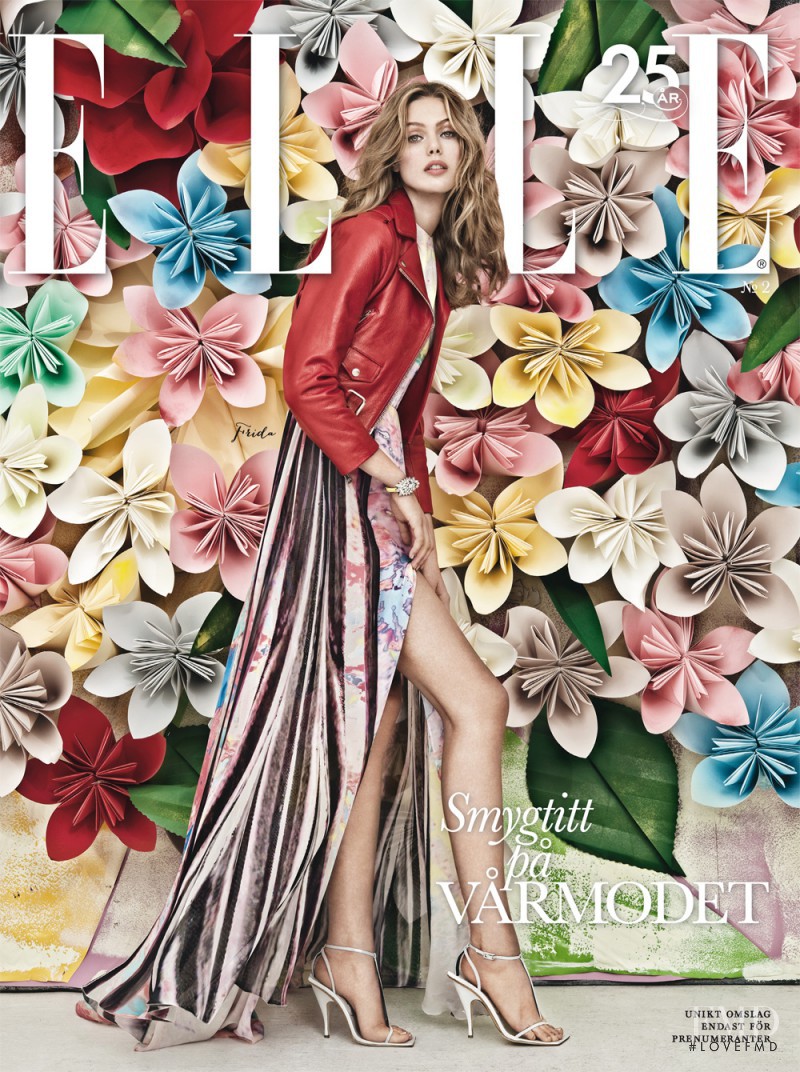 Frida Gustavsson featured on the Elle Sweden cover from February 2013
