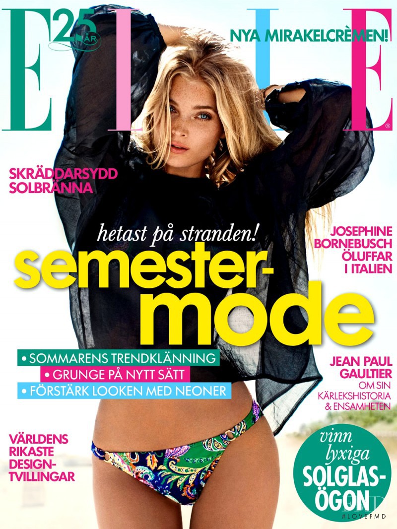 Elsa Hosk featured on the Elle Sweden cover from July 2013