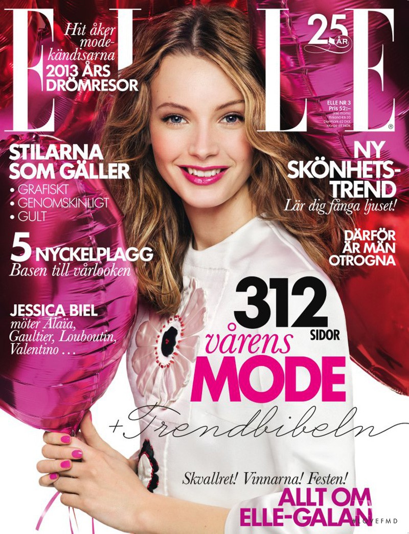 Mona Johannesson featured on the Elle Sweden cover from March 2013