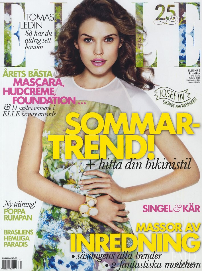 Josefin Gustafsson featured on the Elle Sweden cover from May 2013