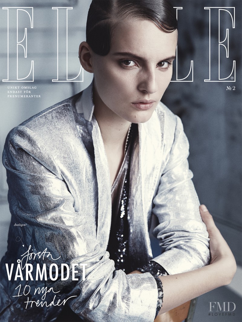 Tilda Lindstam featured on the Elle Sweden cover from February 2014
