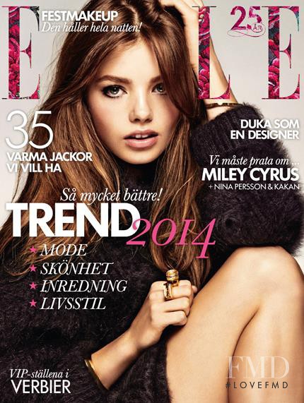 Kristine Frøseth featured on the Elle Sweden cover from January 2014