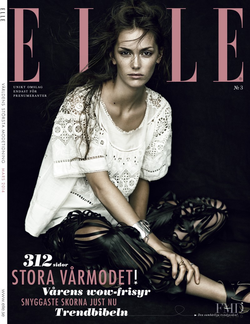 Stina Olsson featured on the Elle Sweden cover from March 2014
