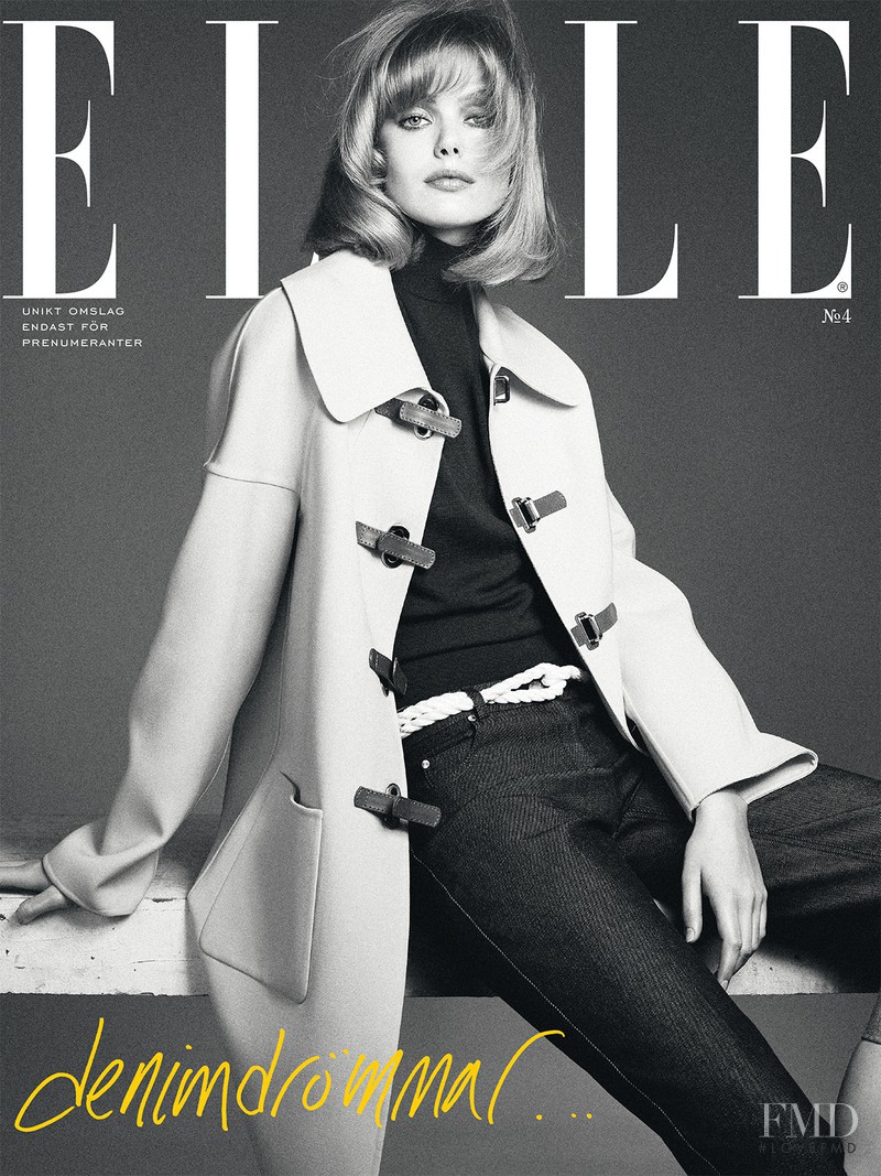Frida Gustavsson featured on the Elle Sweden cover from April 2015