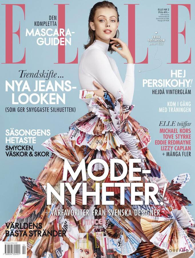 Frida Gustavsson featured on the Elle Sweden cover from February 2015