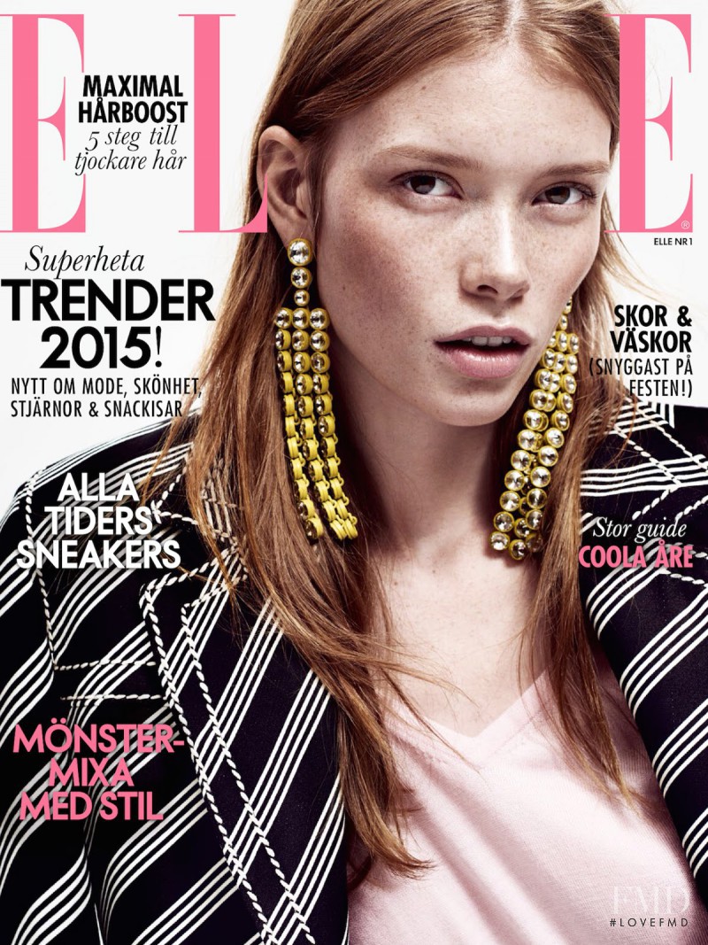 Julia Hafstrom featured on the Elle Sweden cover from January 2015