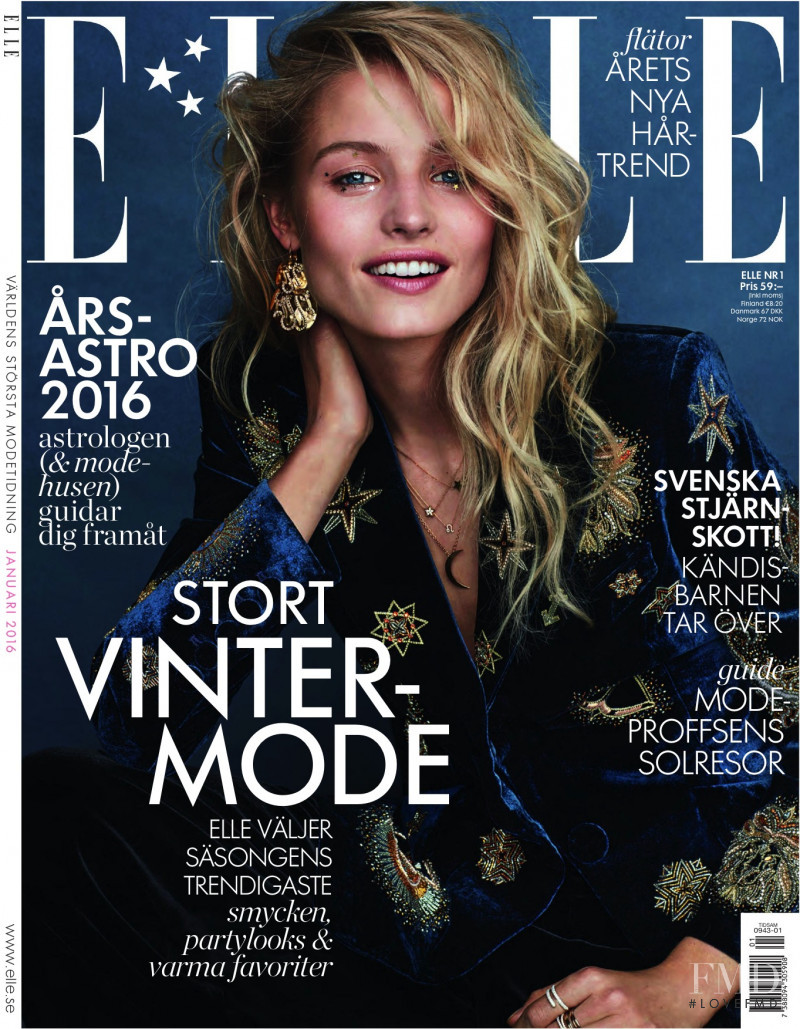 Tove Agren featured on the Elle Sweden cover from January 2016