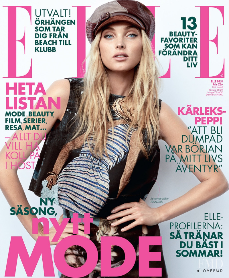 Elsa Hosk featured on the Elle Sweden cover from August 2017