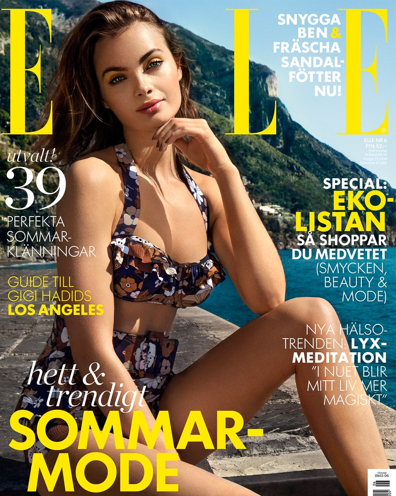 Moa Aberg featured on the Elle Sweden cover from June 2017