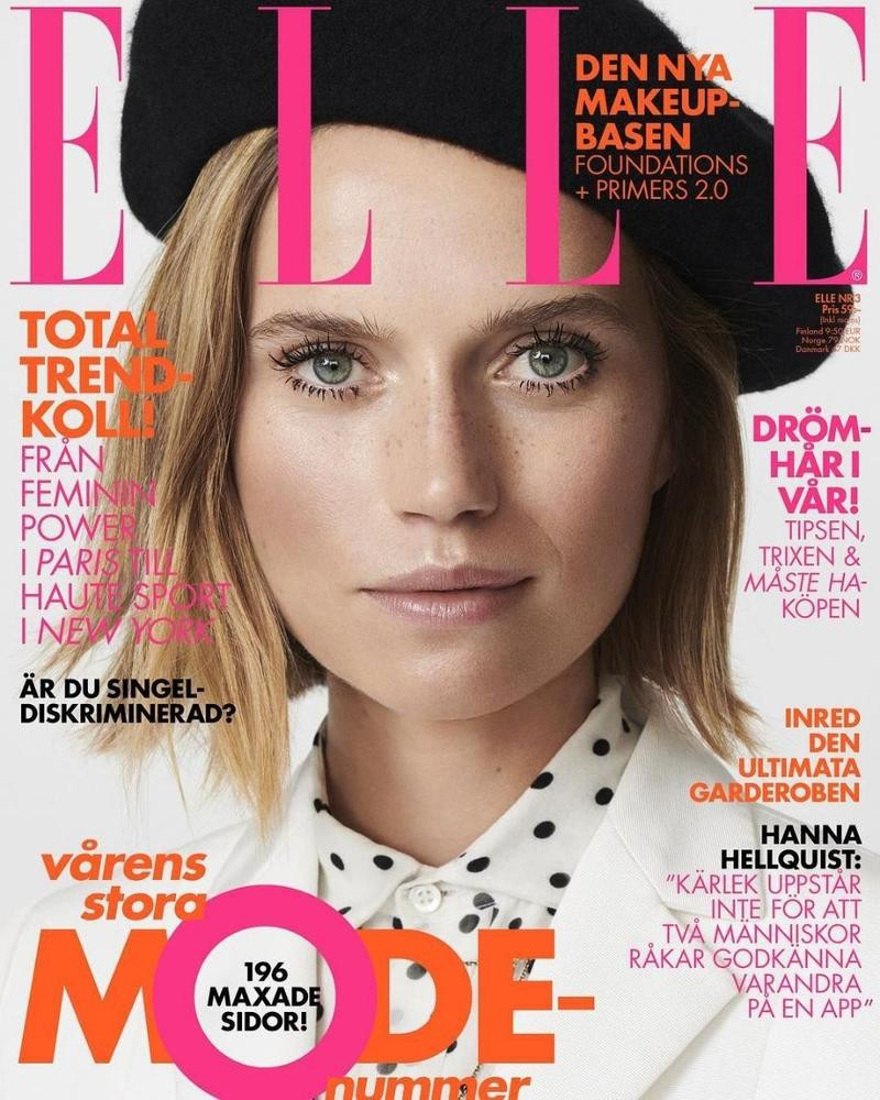 Cato van Ee featured on the Elle Sweden cover from March 2018