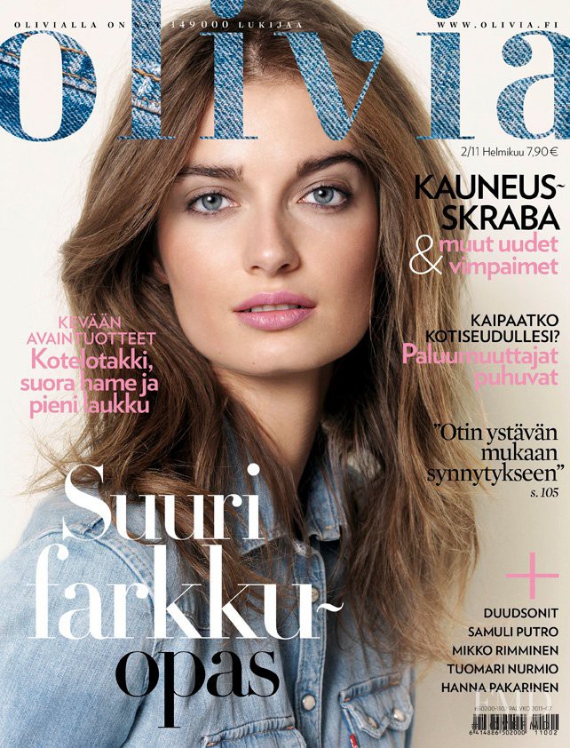 Delfine Keller featured on the Olivia cover from February 2011