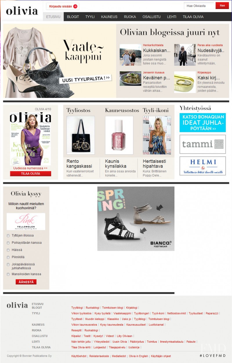  featured on the OliviaLehti.fi screen from April 2010