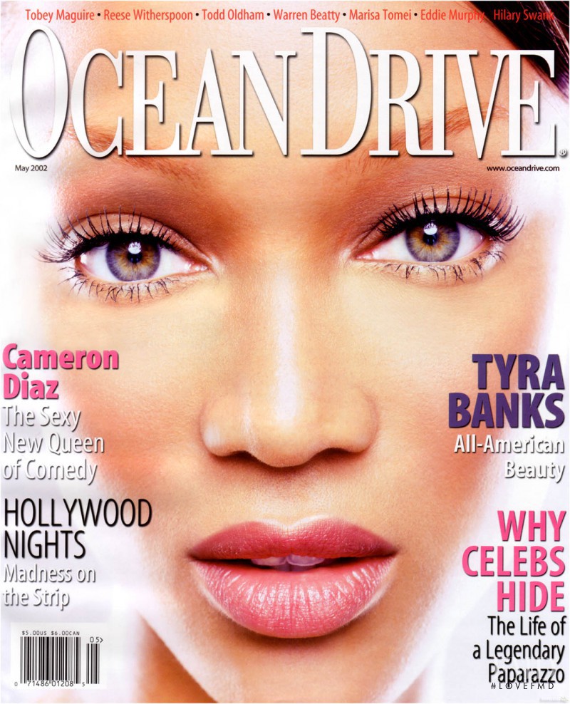 Tyra Banks featured on the Ocean Drive cover from May 2002