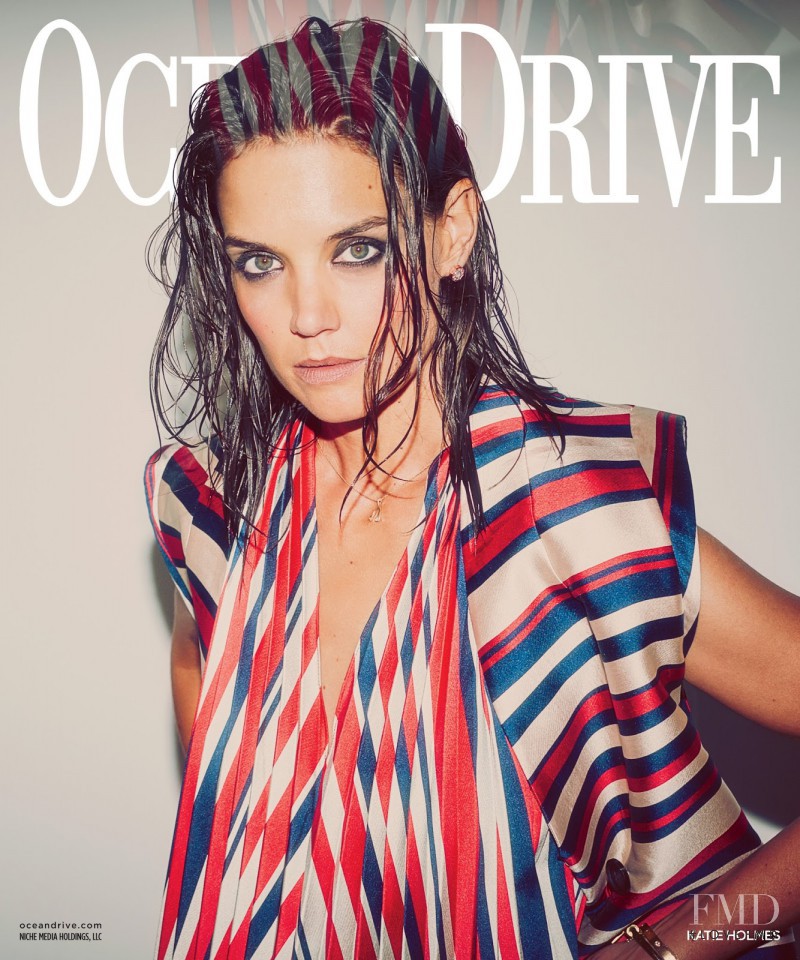 Katie Holmes featured on the Ocean Drive cover from December 2015