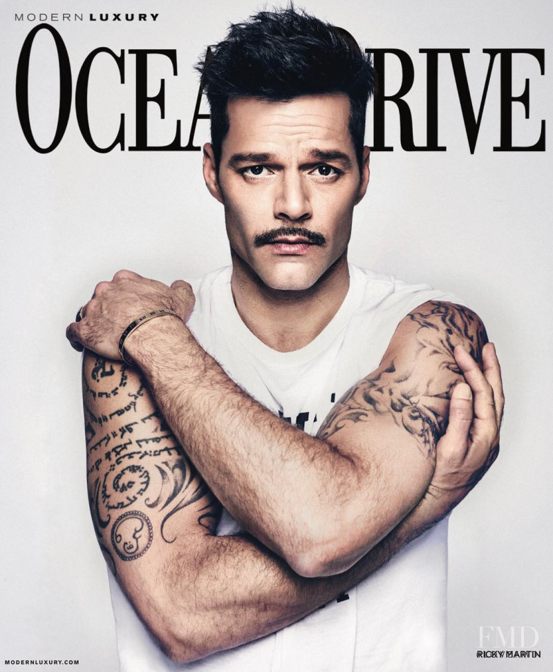 Ricky Martin featured on the Ocean Drive cover from October 2017