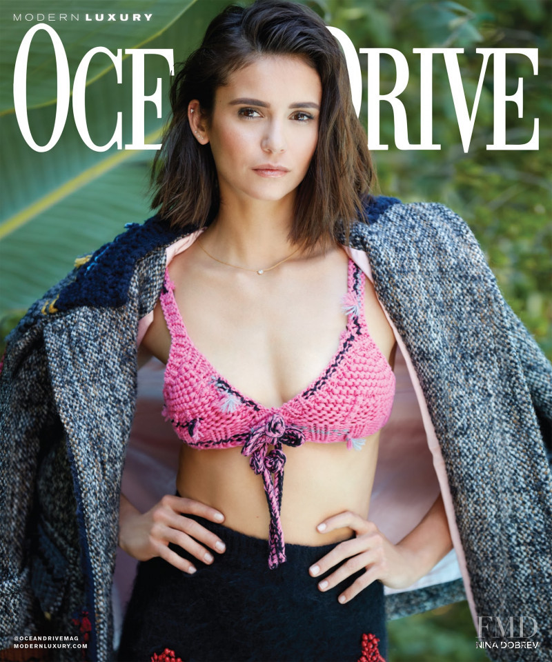 Nina Dobrev featured on the Ocean Drive cover from September 2017