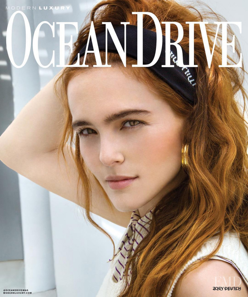 Zoey Deutch featured on the Ocean Drive cover from May 2018