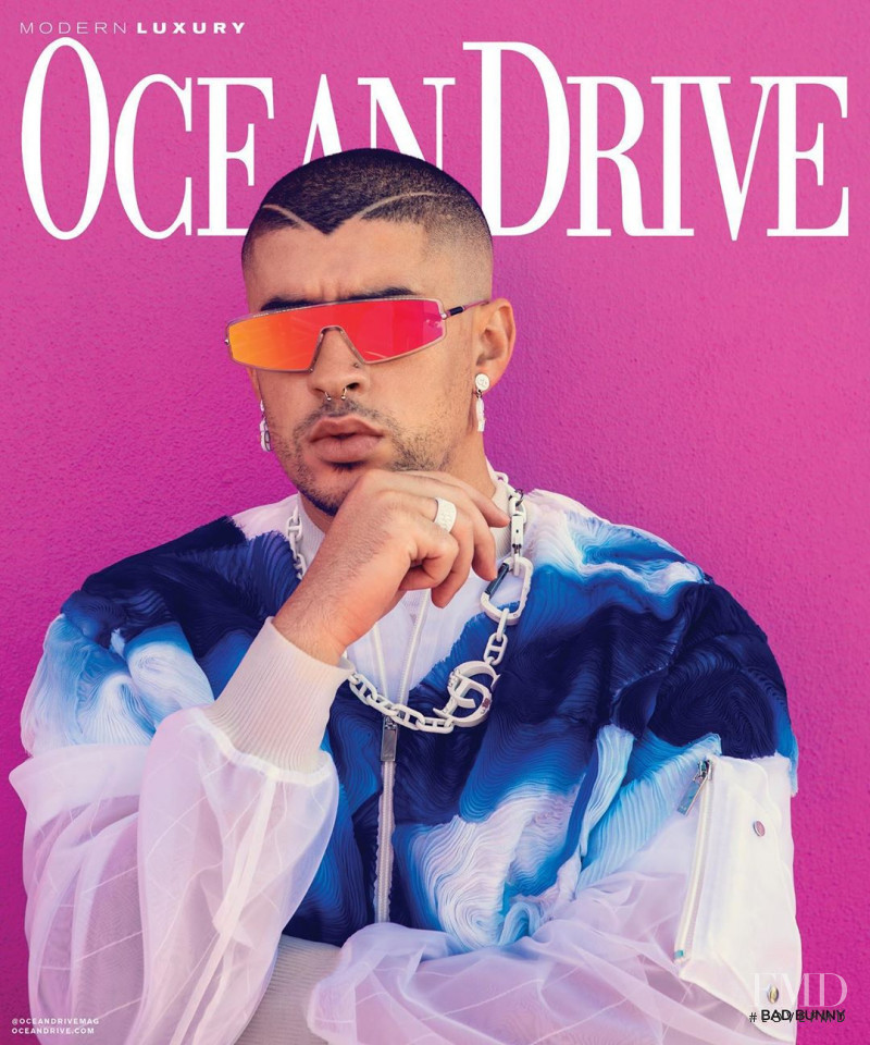 Bad Bunny featured on the Ocean Drive cover from December 2019