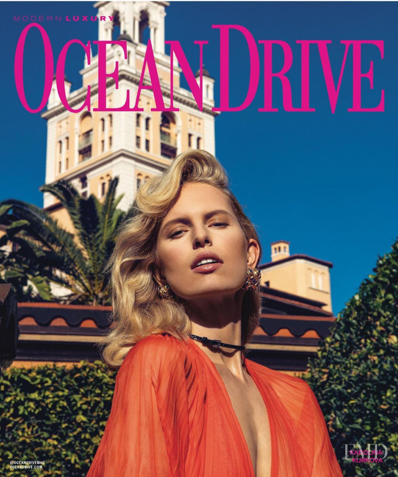 Karolina Kurkova featured on the Ocean Drive cover from February 2020