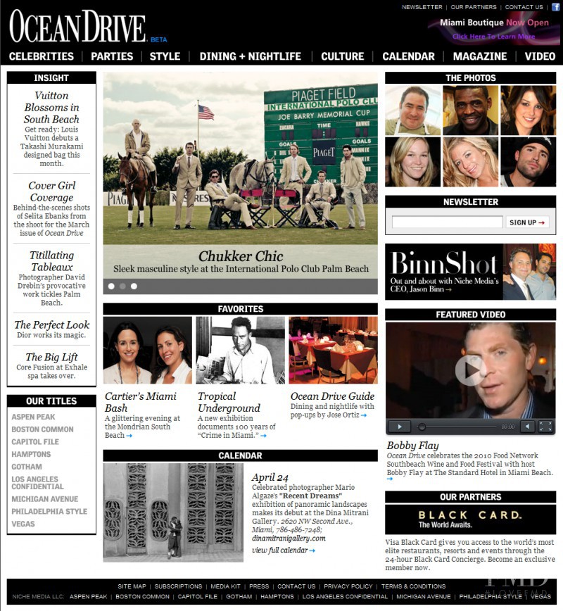  featured on the OceanDrive.com screen from April 2010