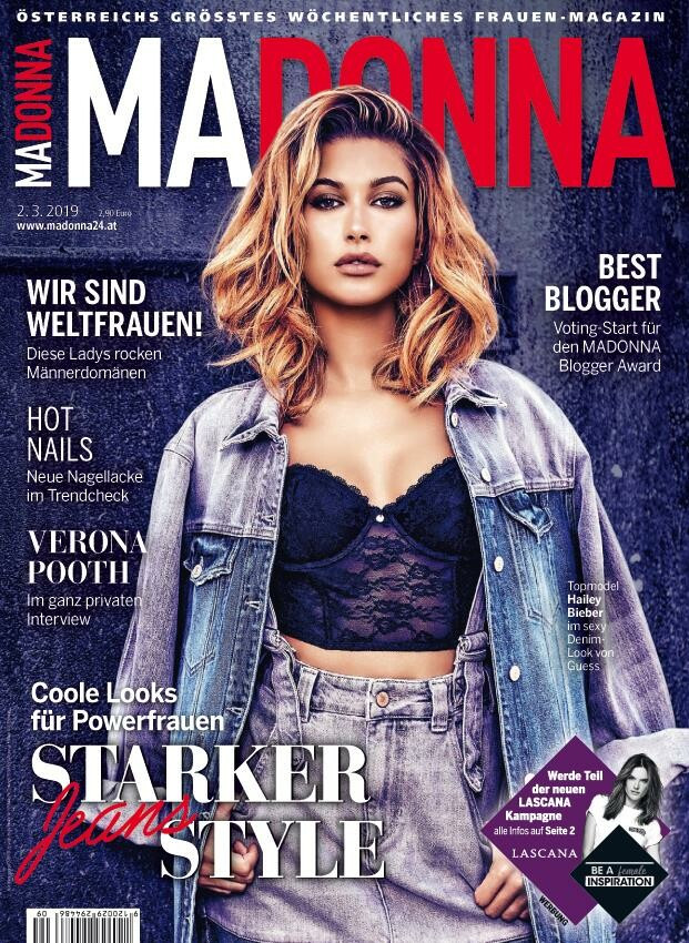 Hailey Baldwin Bieber featured on the MADONNA cover from March 2019