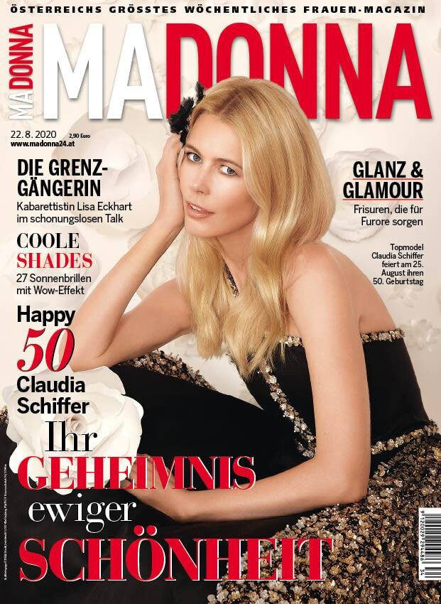 Claudia Schiffer featured on the MADONNA cover from August 2020