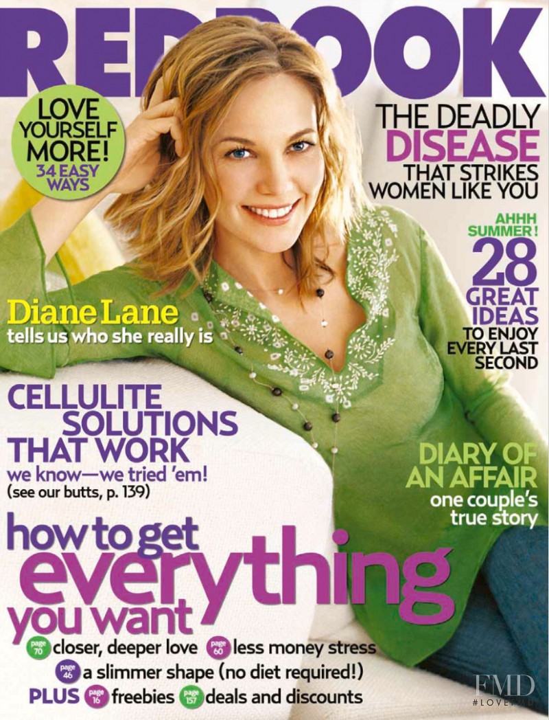 Diane Lane featured on the Redbook cover from August 2005