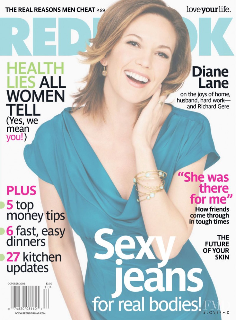 Diane Lane featured on the Redbook cover from October 2008