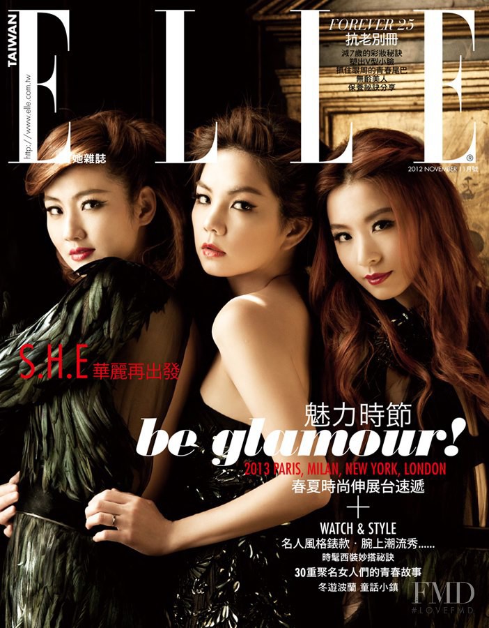 S.H.E. featured on the Elle Taiwan cover from November 2012