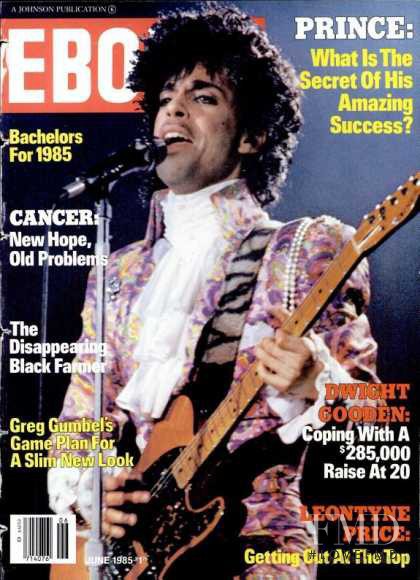 Prince featured on the Ebony cover from June 1985